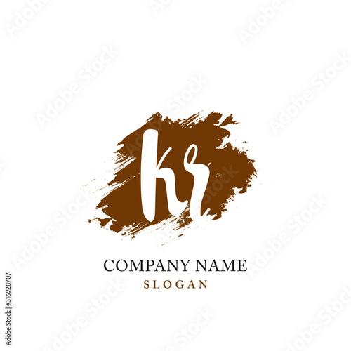KR Initial handwriting logo vector 