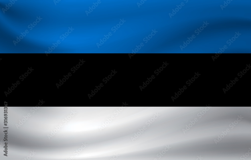 Waving flag of Estonia. Vector illustration Waving flag of Estonia. Vector illustration