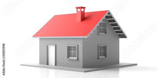 Quadro su tela House miniature isolated against white background