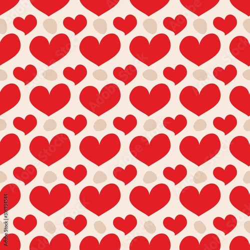 Seamless pattern with figures of hearts. Abstract romantic background for textile, fabric, design, web.