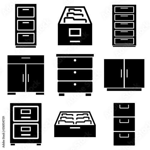 Cabinet set icon, logo isolated on white background