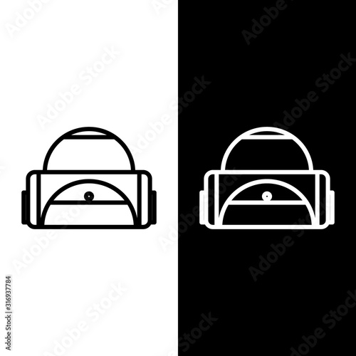 Set line Sport bag icon isolated on black and white background. Vector Illustration