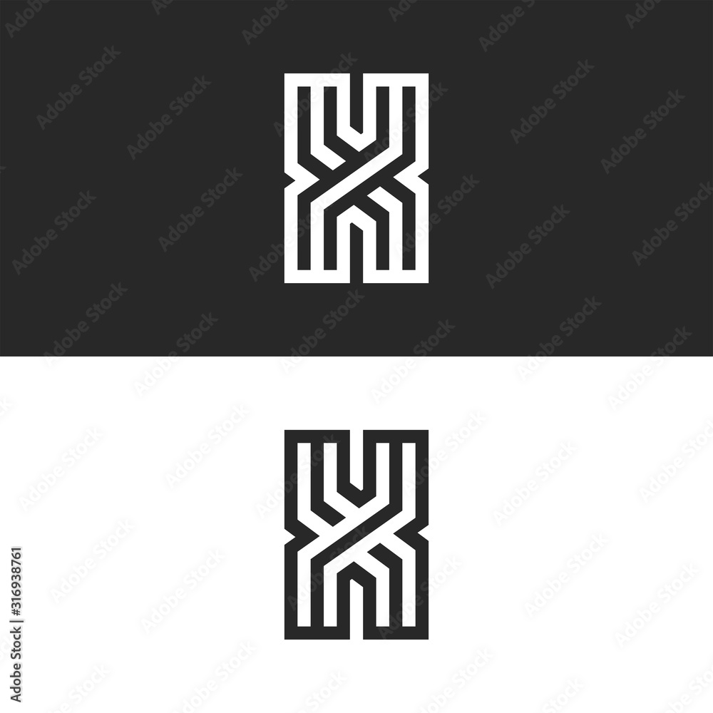 Monogram logo letter X initial identity, set old mark emblem for business card Monogram logo letter X initial identity, set old mark emblem for business card