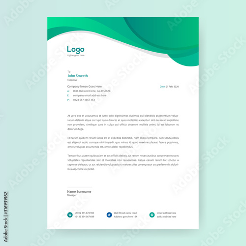 Creative Elegant Business Letterhead Design Template. Abstract letter head templates for your Business project, Vector illustration, and modern style letterhead template design