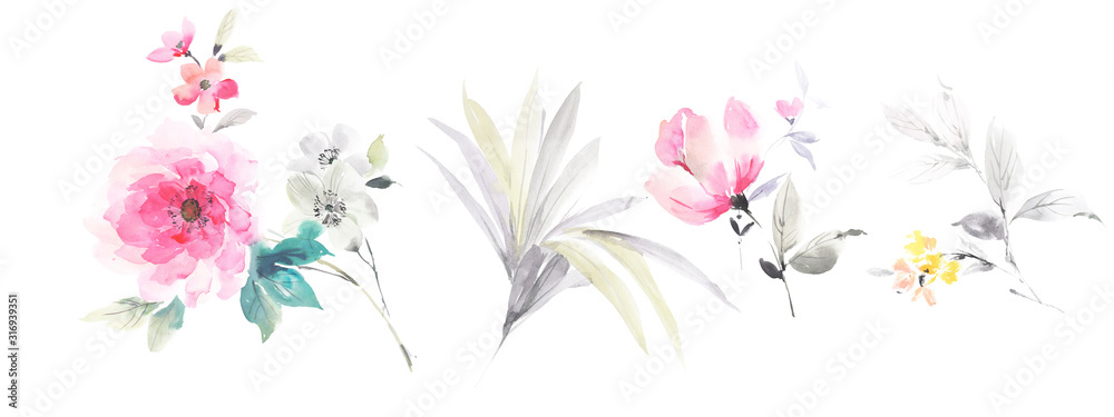 Flower illustration elements