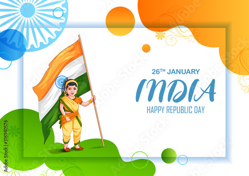 illustration of kids in fancy dress of Indian freedom fighter on Happy Republic Day of India