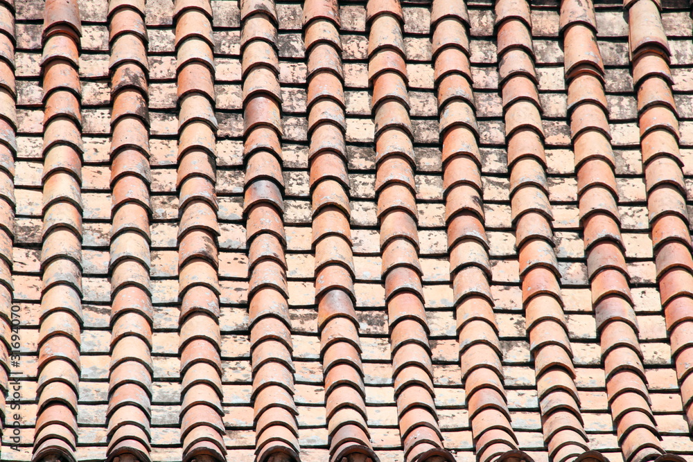 Ancient style of orange brick roof, Thailand. Ancient style of orange brick roof, Thailand.
