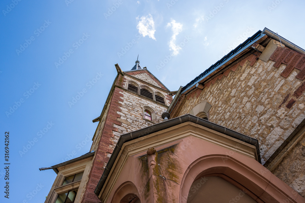 Detailed view of the Martin Luther Church in Staufen im Breisgau