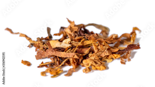 dried smoking tobacco Isolated on a white background.