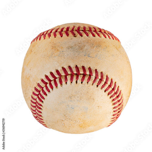 worn baseball isolated on white background, team sport.