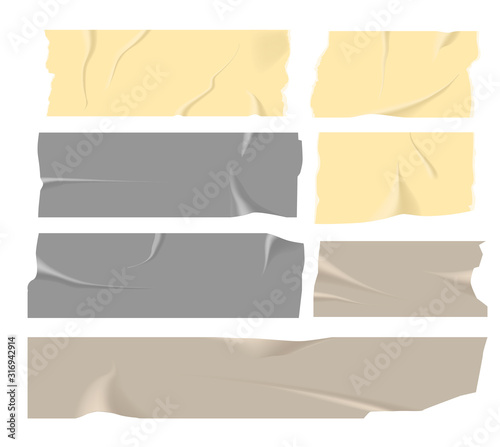Adhesive tape isolated icons, realistic scotch stripes