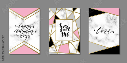 Gold, black, grey, white marble template. Hand drawn calligraphy brush pen lettering i love you. design greeting card and invitation of the wedding, birthday, Valentine s Day, mother s day, holiday.
