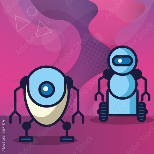 couple of robots technology icons