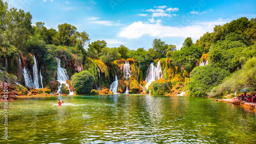 Picturesque Kravice waterfalls in the National Park of Bosnia and Herzegovina photo