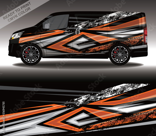 Car wrap decal design vector, custom livery race rally car vehicle sticker and tinting.