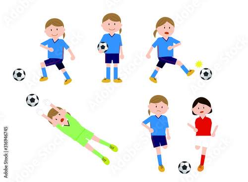 soccer, woman, sports, set, girl