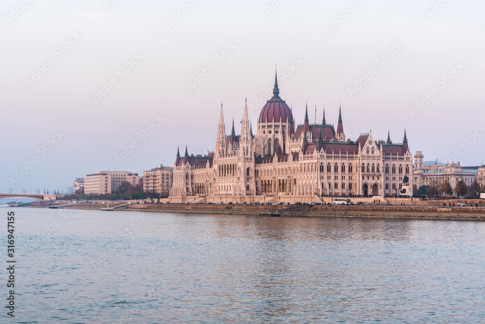 Hungarian parliament in Budapest on the Danube river