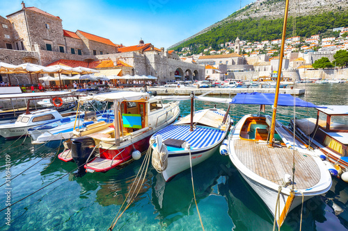 Old port of the historic town Dubrovnik. photo