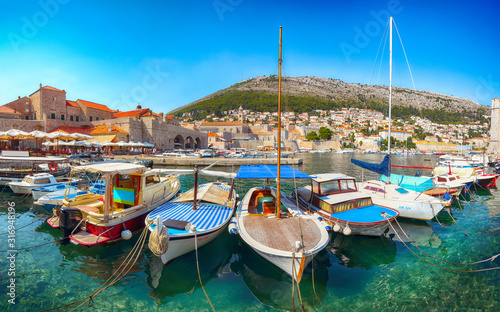 Fototapeta Naklejka Na Ścianę i Meble -  Old port of the historic town Dubrovnik.
