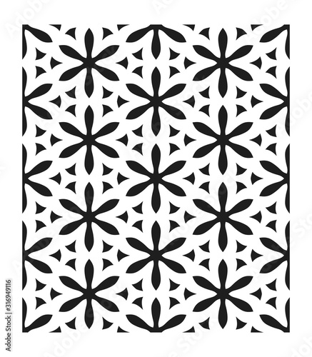 Tattoo hexagon pattern. Mandala print. Honeycomb vector design. Seamless floral ornament. Black and white concept. Perforation holes for bags or shoes.