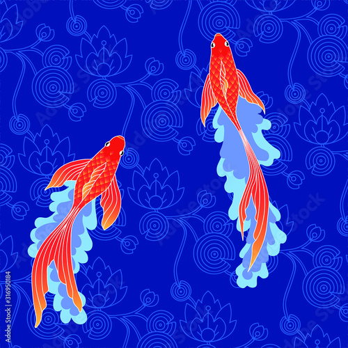 goldfish and waterlilies