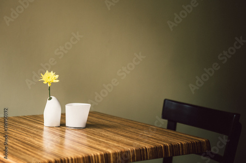 Table and chair and flower