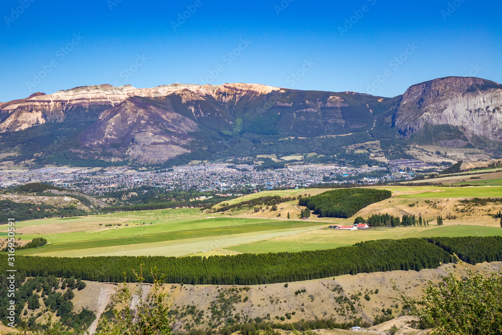 Obraz premium Landscape of Coyhaique valley with beautiful mountains view, Patagonia, Chile, South America