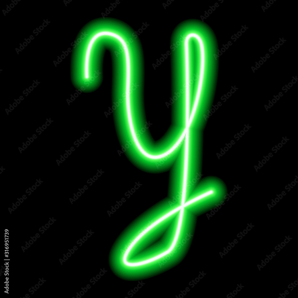 neon green letter "Y" on a black background Stock Illustration | Adobe Stock