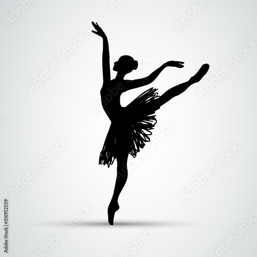 Ballet girl. Dancing woman vector silhouette eps10