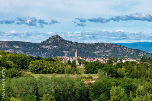 Panorama of the village Vallon Pont d'Arc in Ardeche, France