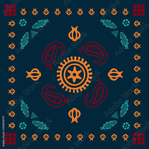 Georgian traditional ornaments. Vector Ornament With Caucasian Motifs. Persian colored carpet.Vector, Illustration.  Rich ornament for fabric design, handmade, interior decoration