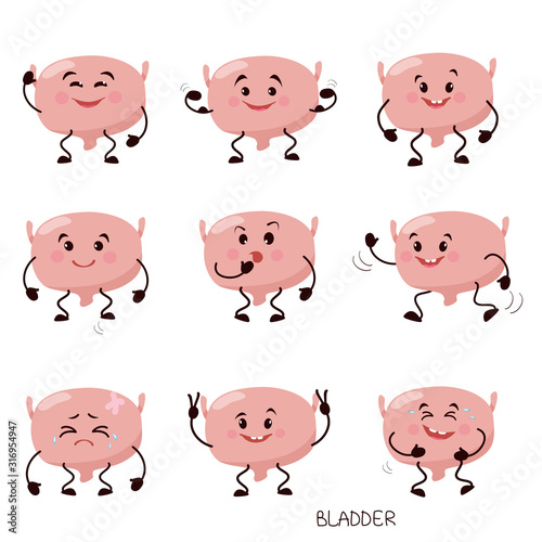 Bladder cartoon characters set