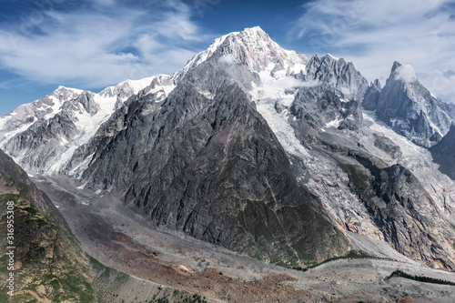 Miage glacier and Mont Blanc summit, italian side, from Mont Fortin peak, Valle d'Aosta, Italy, Europe photo