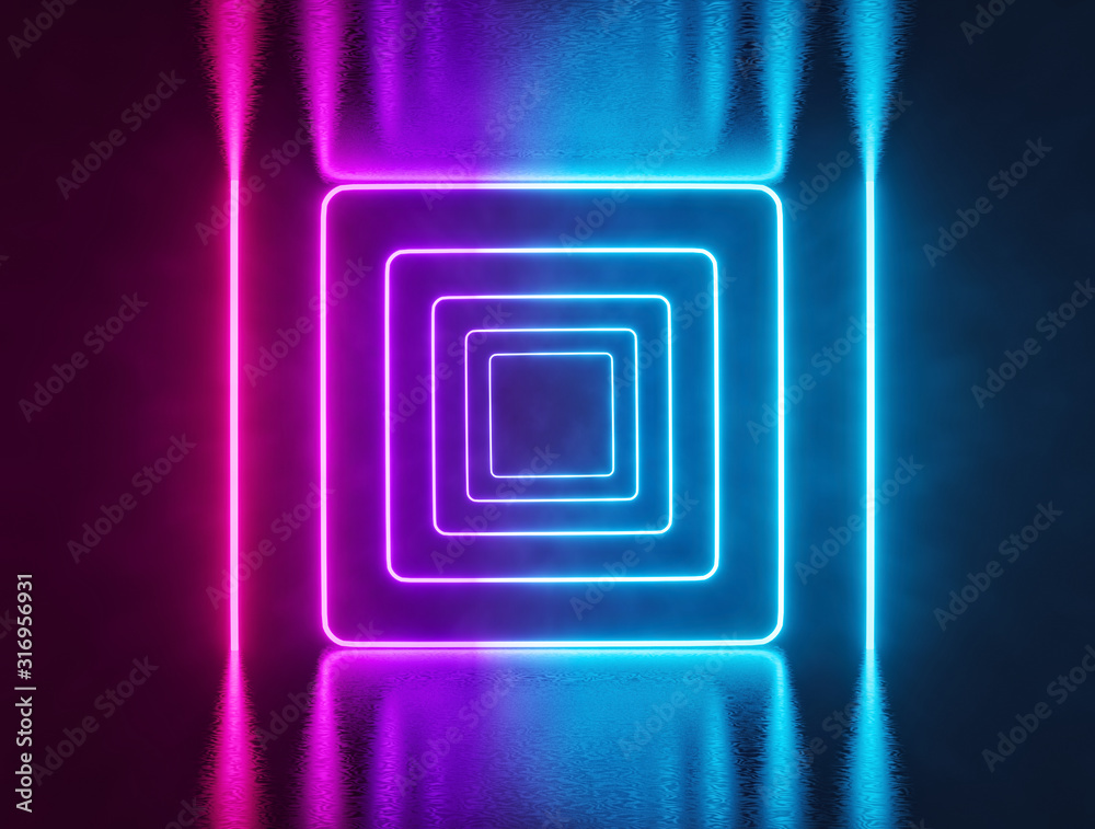 Sci Fi Futuristic Glowing pink and blue neon lights abstract background. vibrant colors. technology concept. colorful reflection. 3d rendering Sci Fi Futuristic Glowing pink and blue neon lights abstract background. vibrant colors. technology concept. colorful reflection. 3d rendering