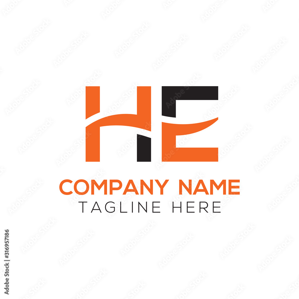 letter HE Logo Design Vector Template. Initial HE Letter Design Vector Illustration