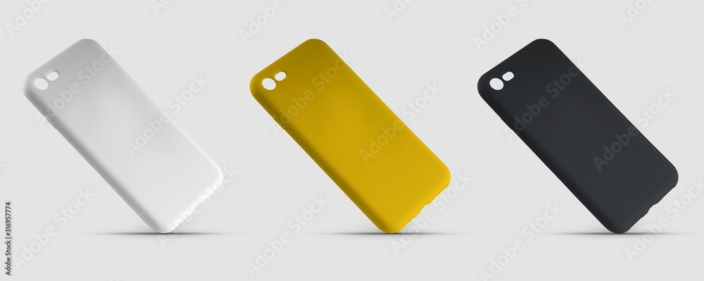 Mockup of containers for a mobile phone on an isolated background for advertising in an online store. Mockup of containers for a mobile phone on an isolated background for advertising in an online store.