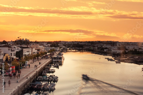 Sunset landscape of Tavira city