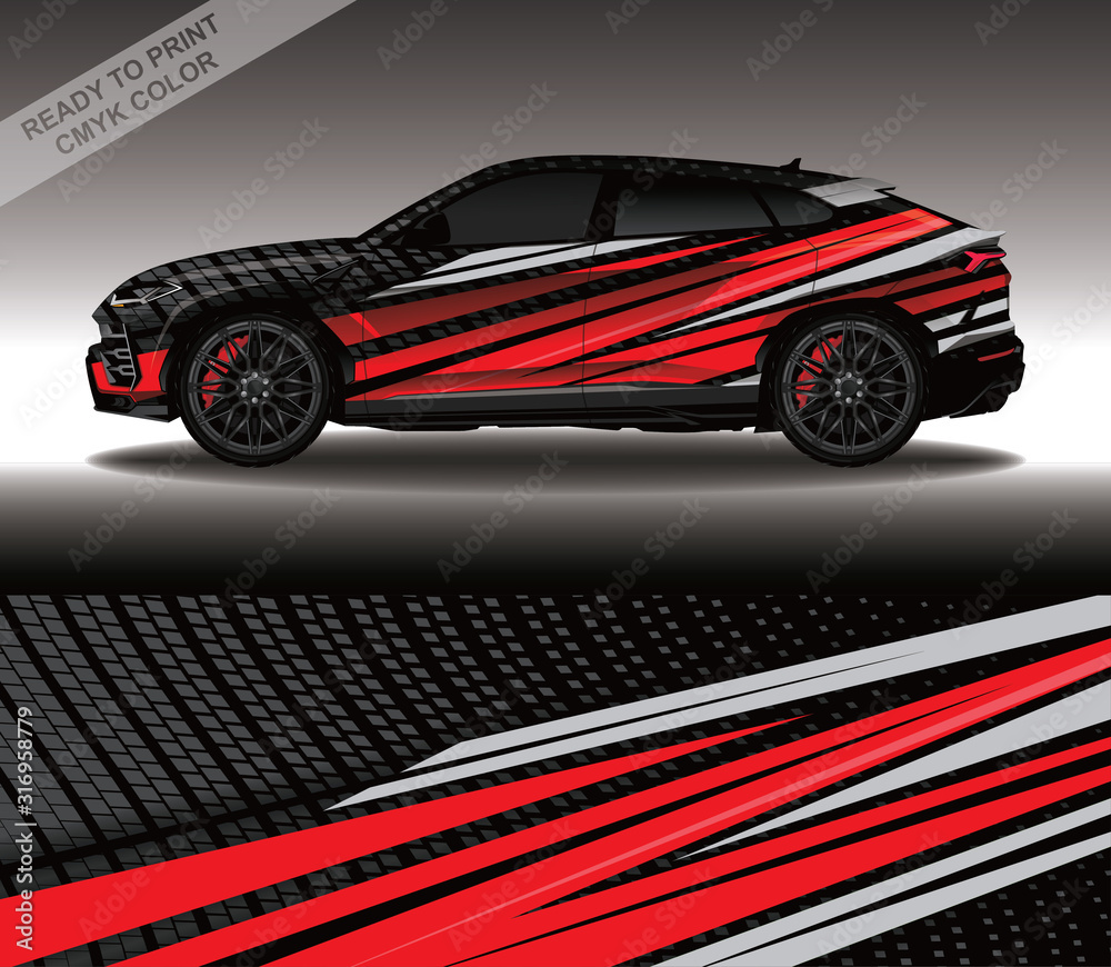 Car wrap decal design vector, custom livery race rally car vehicle sticker and tinting. Car wrap decal design vector, custom livery race rally car vehicle sticker and tinting.