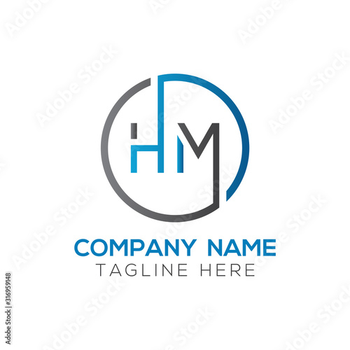 letter HM Logo Design Vector Template. Initial HM Letter Design Vector Illustration