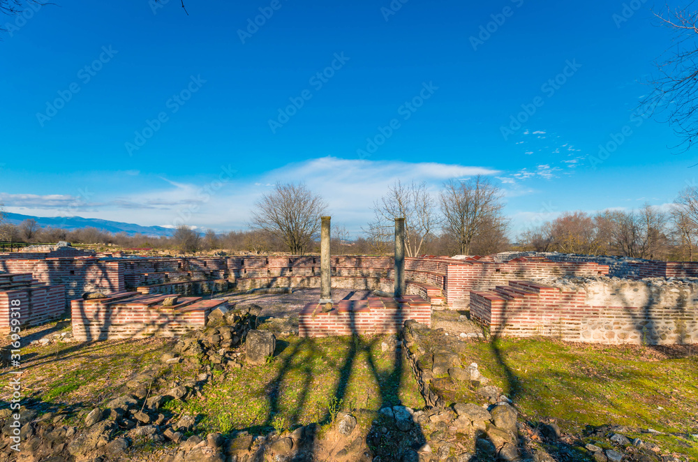 View at the archaeological site of Dion situated in the northern foothills of Mount Olympus. Pieria, Macedonia, Greece