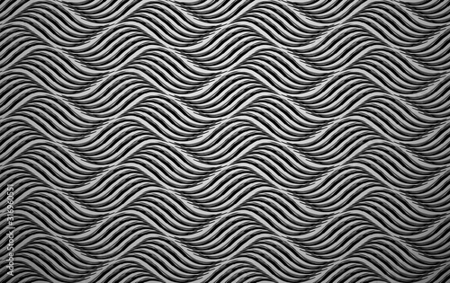 The geometric pattern with wavy lines. Seamless vector background. Black texture. Simple lattice graphic design