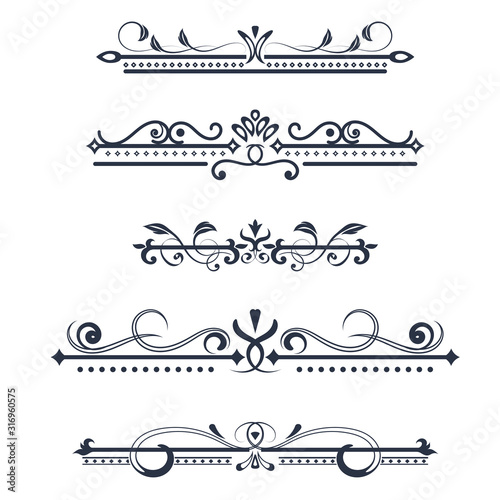 Vintage ornamental dividers. Typographic decorations