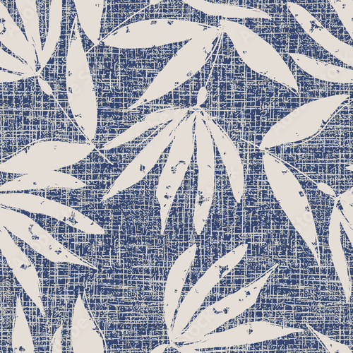 Floral Seamless Pattern on  Canvas Texture. Vector Background.