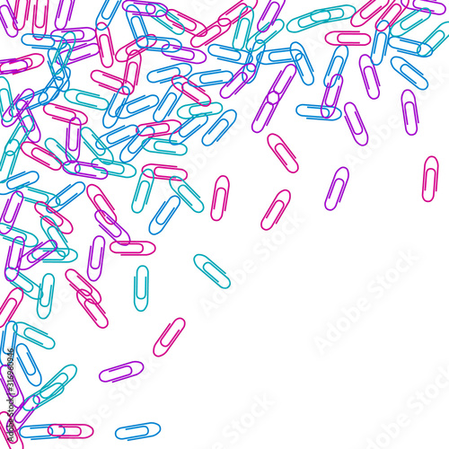 Stationary paperclips isolated on white background