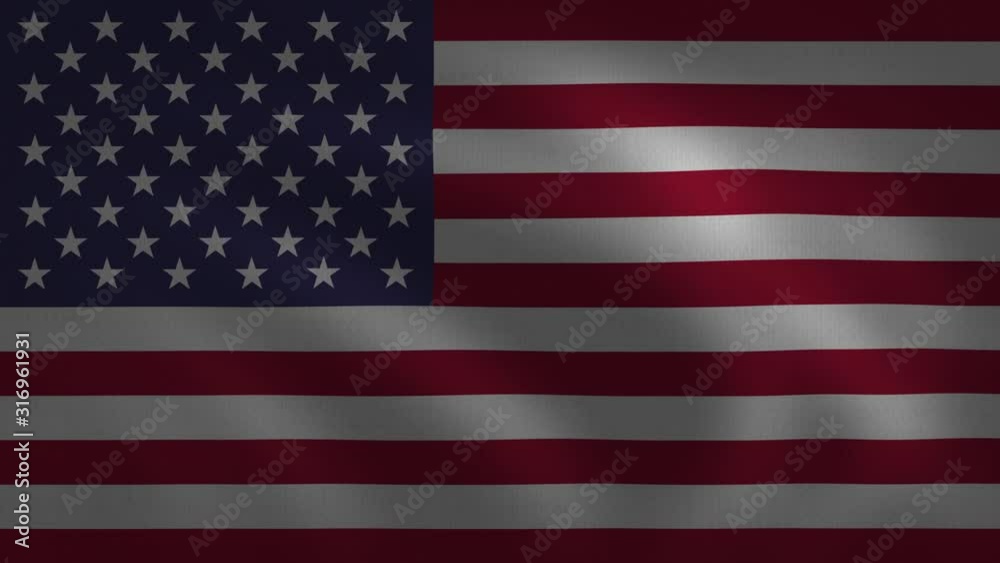 Unites states of America Flag waving and looping. Digital rendering using the official flag design. 3D cloth finishing