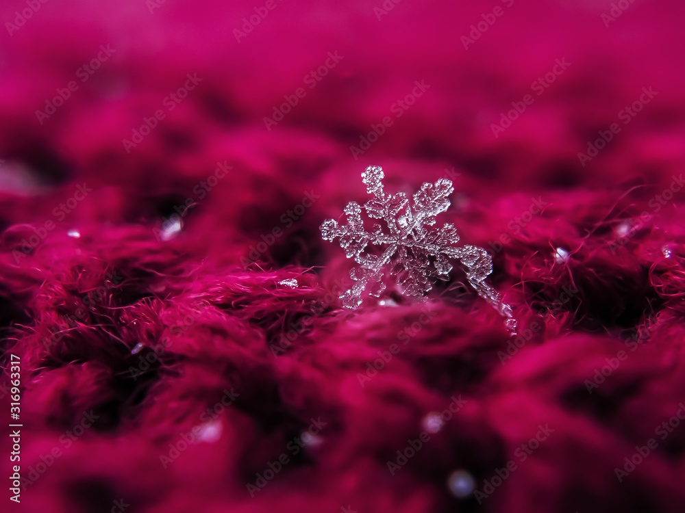 Snowflake beautiful on the red winter background Snowflake beautiful on the red winter background