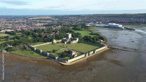Circling around Portchester Castle. Portsdown Hill can be seen behind, photo