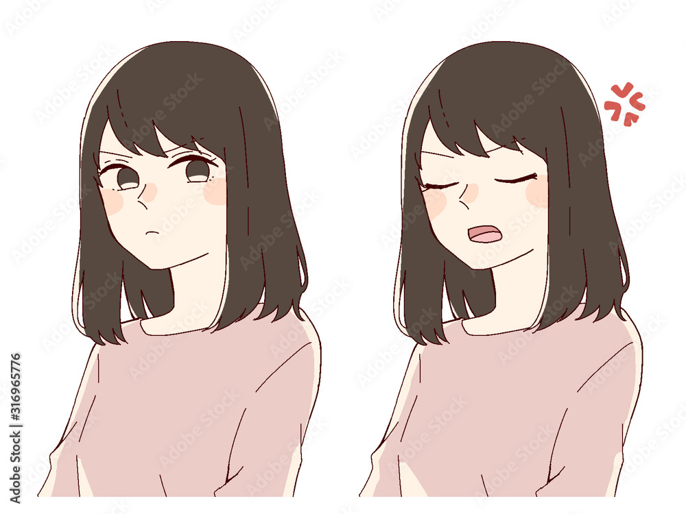 女性の表情 怒り顔 Stock Illustration Adobe Stock