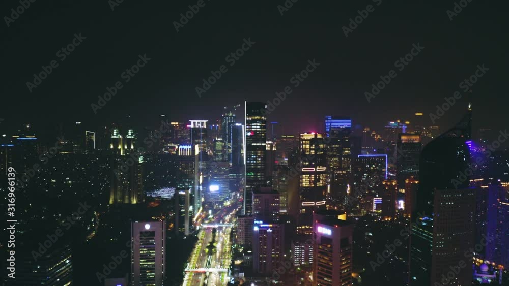 Beautiful aerial Jakarta cityscape at night time Beautiful aerial Jakarta cityscape at night time