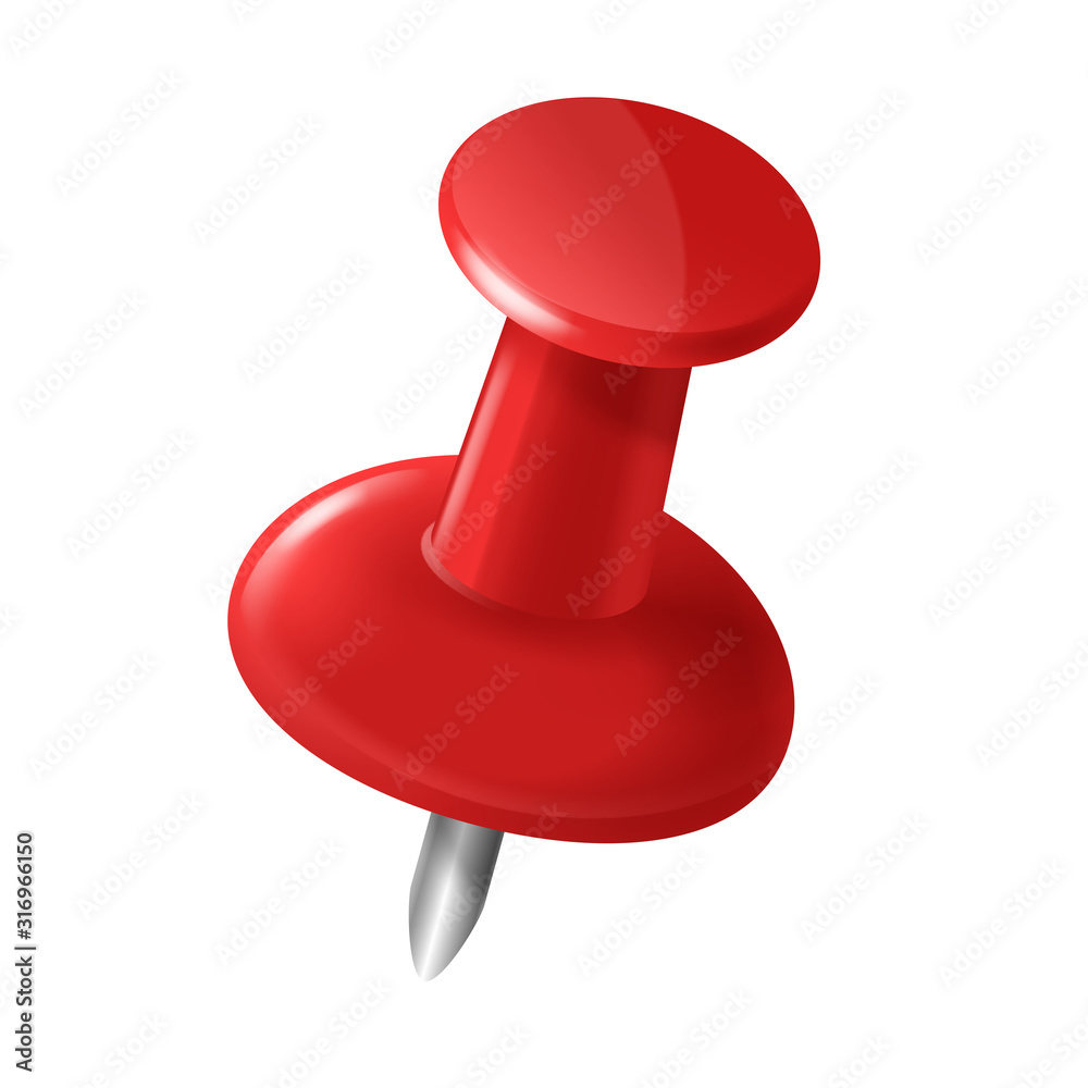 Realistic Detailed 3d Red Thumbtack Pin. Vector Realistic Detailed 3d Red Thumbtack Pin. Vector